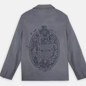 Disney Parks Haunted Mansion Hatbox Ghost Button Jacket Size M Lightweight Gray